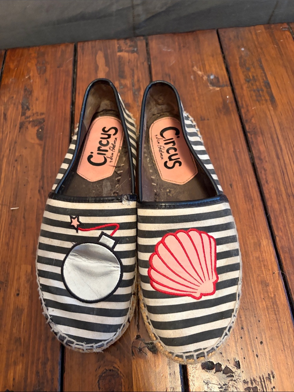 Circus by Sam Edelman Black and White Striped Slip-On Espadrilles